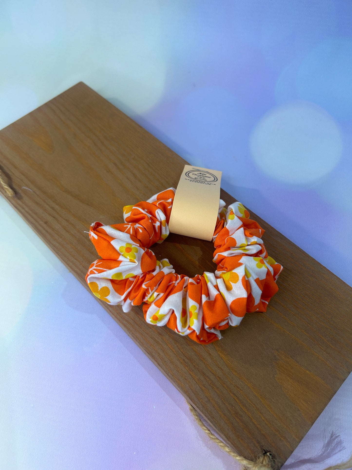 Bold Orange Floral Hair Scrunchie - Limited Edition