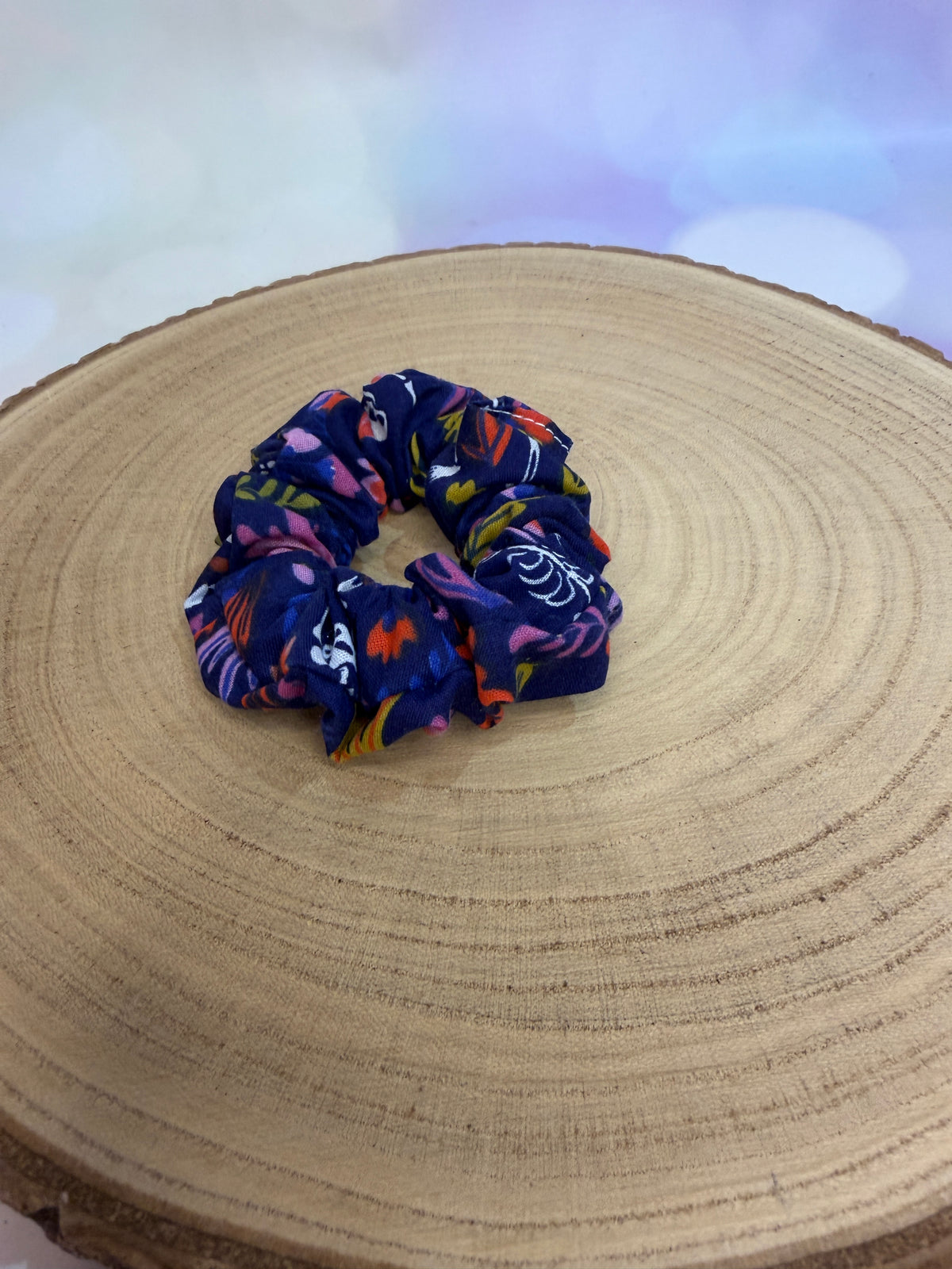 Navy Floral Halloween MINI Scrunchie