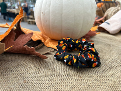 Candy Corn Halloween Cotton Scrunchie
