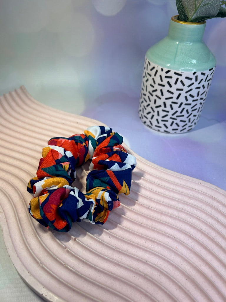 Bold Blue Floral Scrunchie