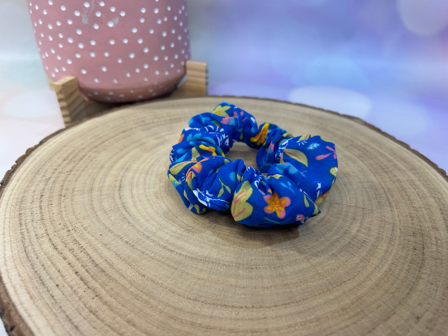 Halloween Day of the Dead Cotton MINI Scrunchie - Blue