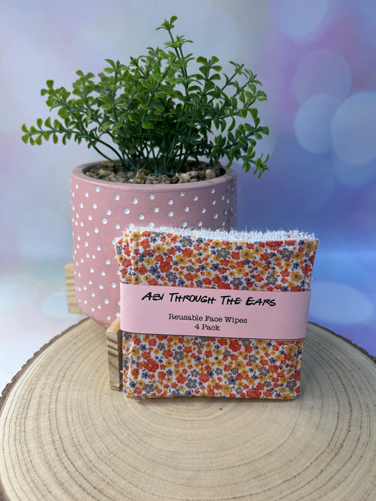 Ditsy Orange Floral Reusable Face Wipes