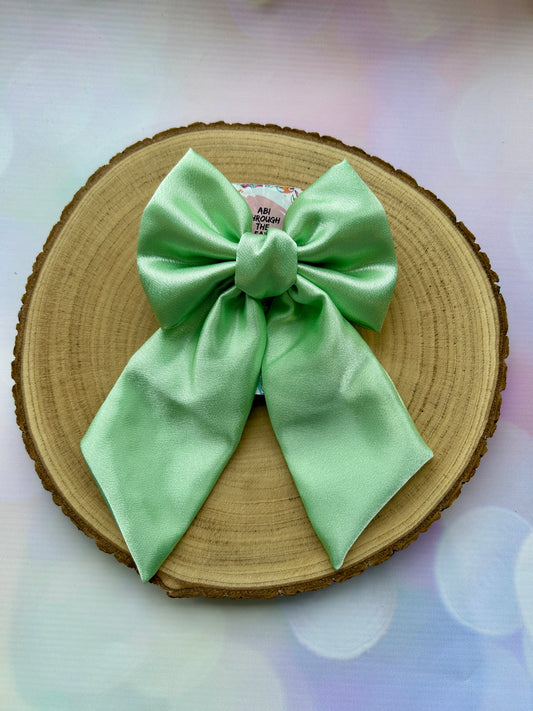 Luxury Apple Green Satin Midi Hair Bow