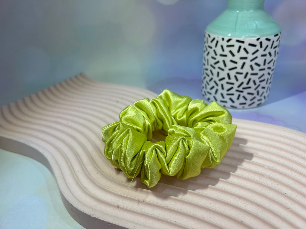 Luxury Lime Satin Scrunchie