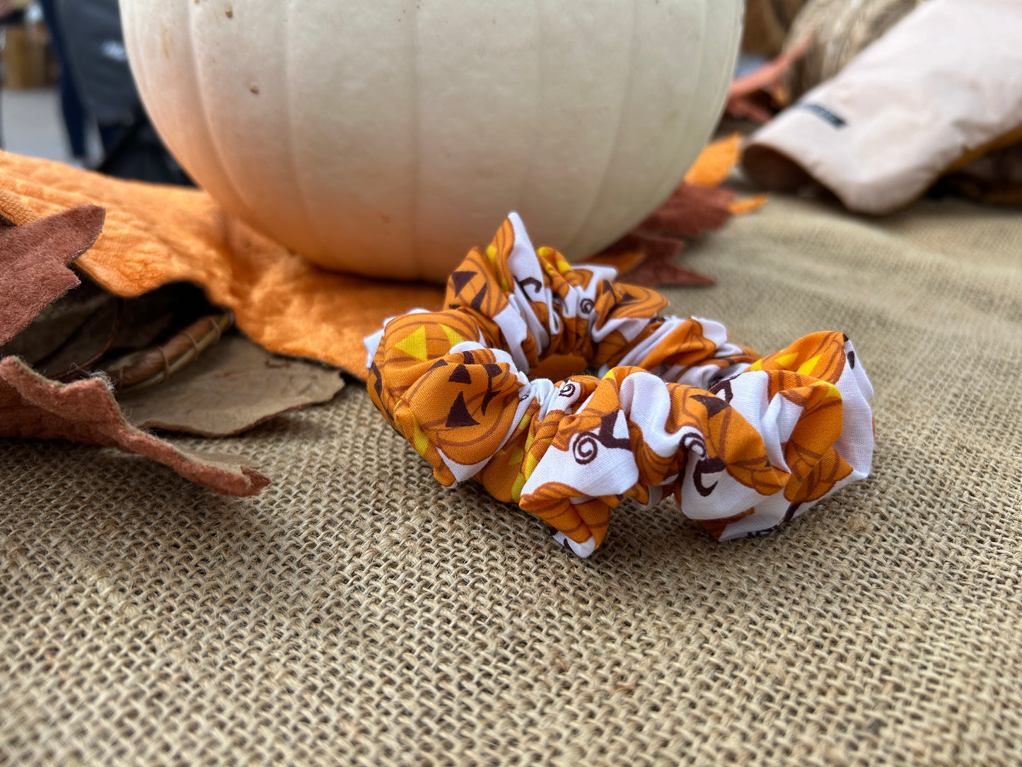 Halloween Pumpkin Cotton Scrunchie