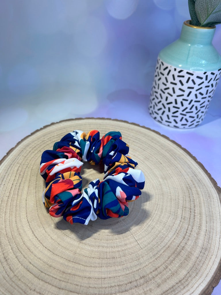 Bold Blue Floral Scrunchie