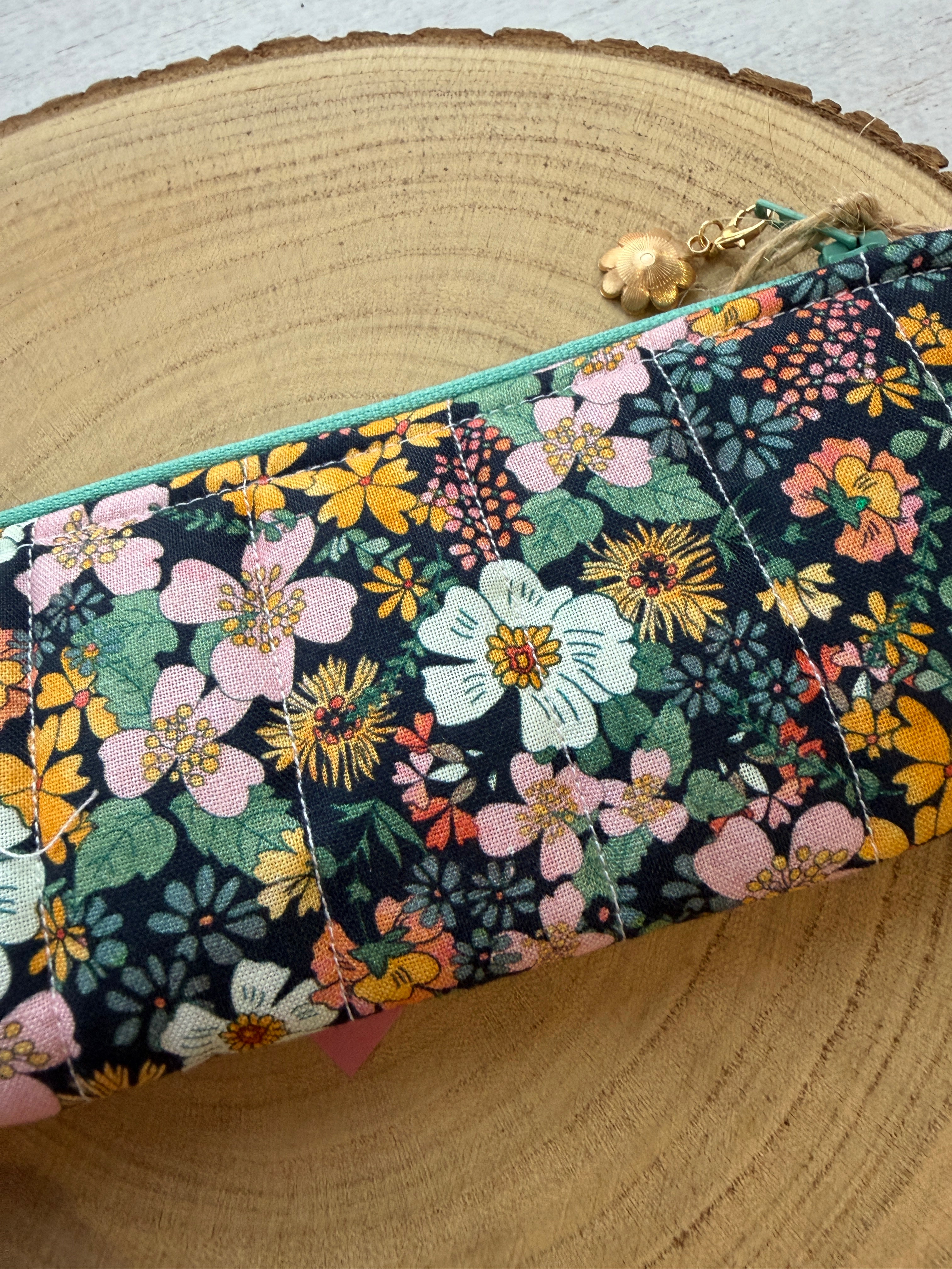 Navy Wildflower Slimline Pencil Case