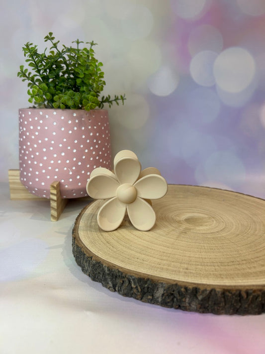 Beige Flower Claw Clip