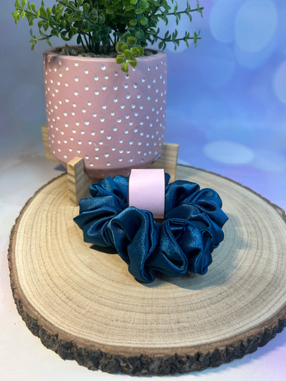 Luxury Petrol Blue Satin Scrunchie