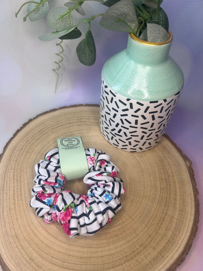 B&W Striped Swim Scrunchie