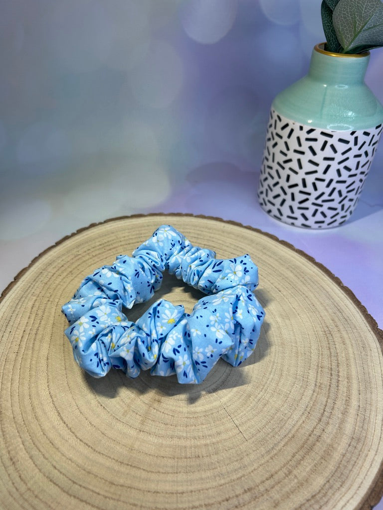 Pale Blue Floral Scrunchie