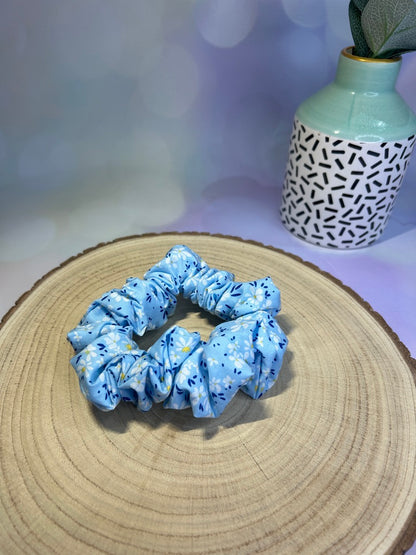 Pale Blue Floral Scrunchie