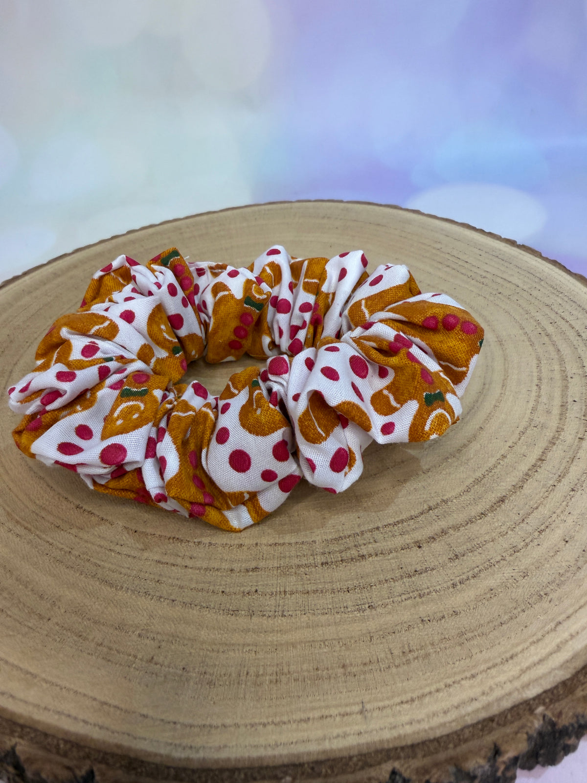 Polka Dot Gingerbread Christmas Scrunchie