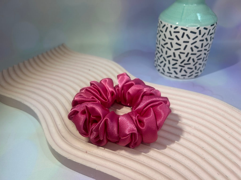Dark Pink Satin Scrunchie