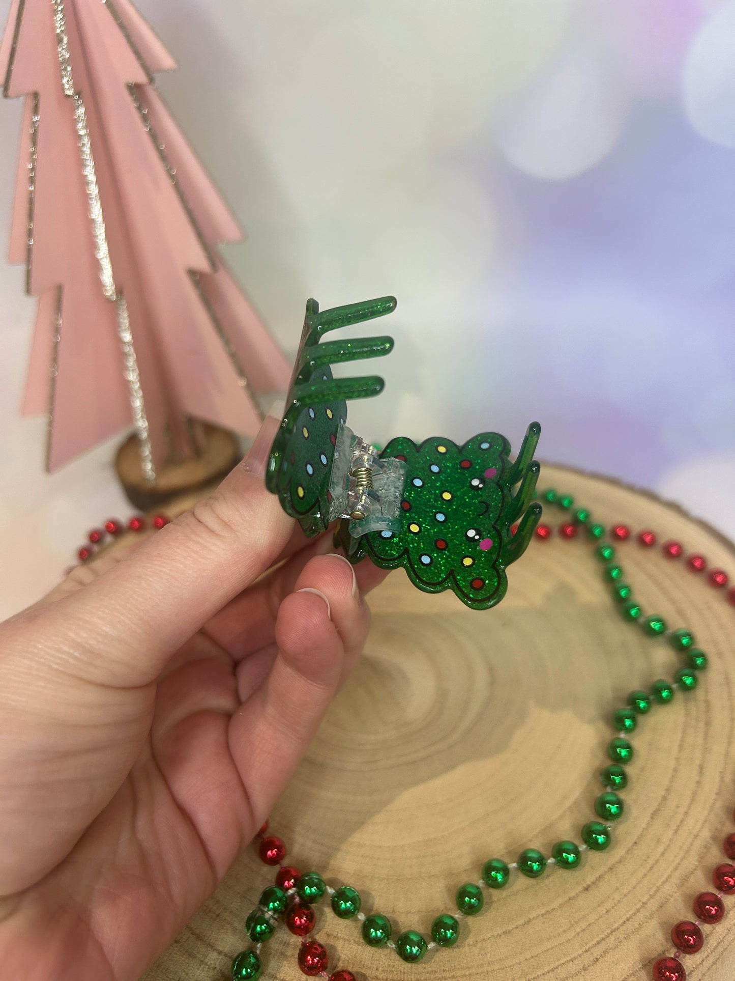 Mini Christmas Tree Hair Claw Clip