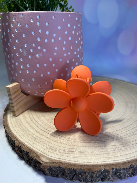 Orange Flower Claw Clip