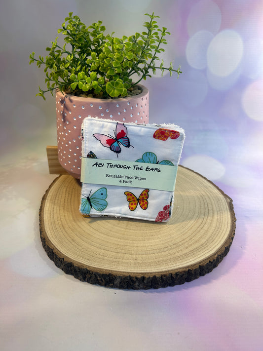 Big Butterfly Reusable Face Wipes 4 pack