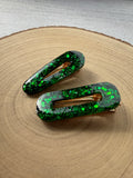 Emerald Sparkle Glitter Hair Clips