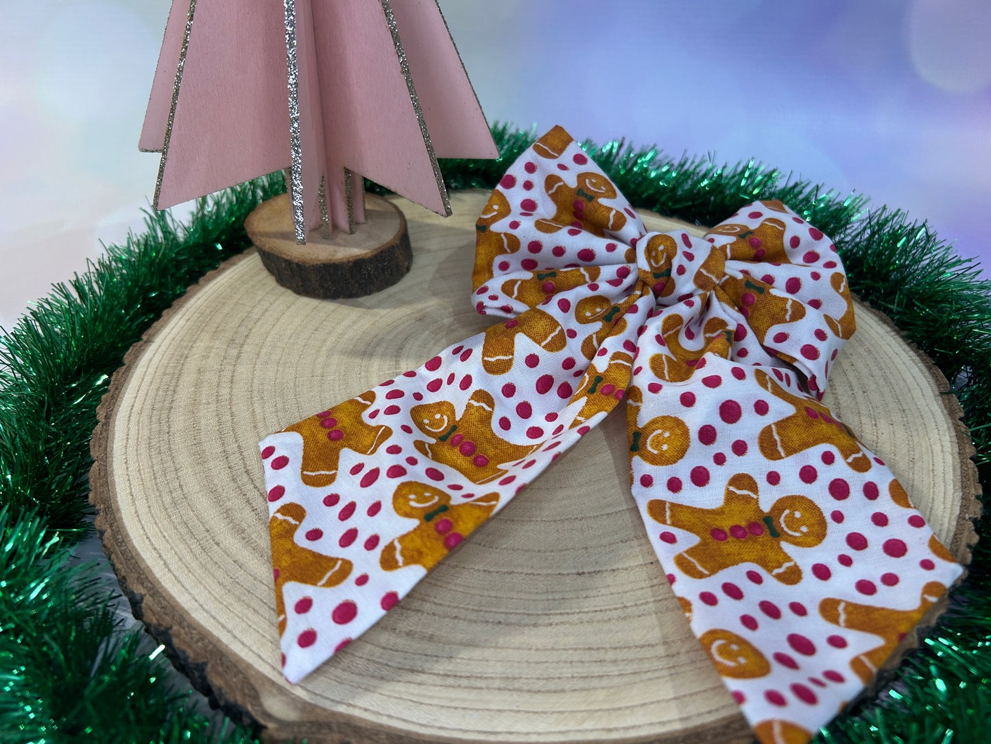 Polka Dot Gingerbread Hair Bow