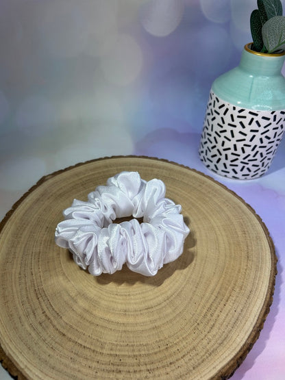Luxury White Satin Scrunchie