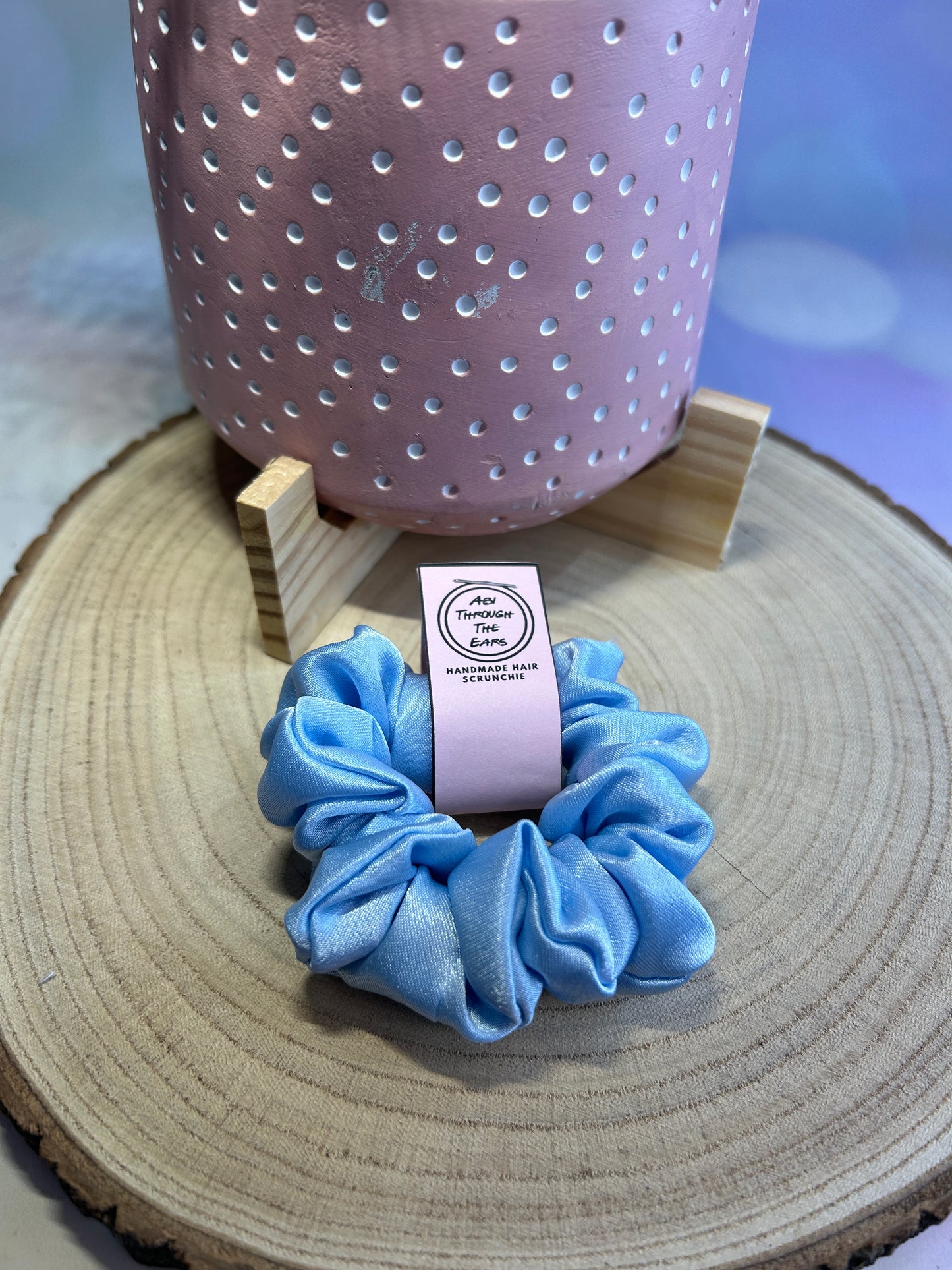 Baby Blue Satin MINI Scrunchie