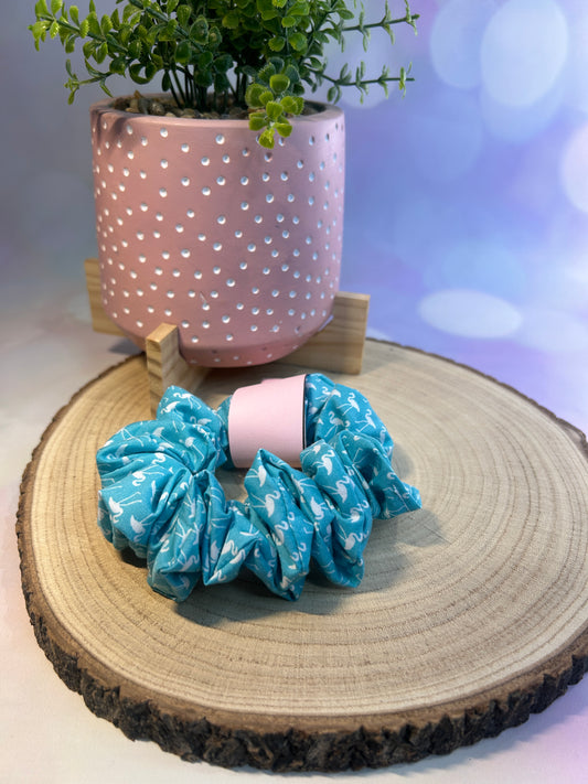 Blue Flamingo Scrunchie