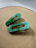 Mint Emerald Glitter Hair Clips