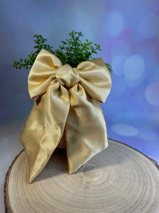 Luxury Gold Satin Midi Hair Bow