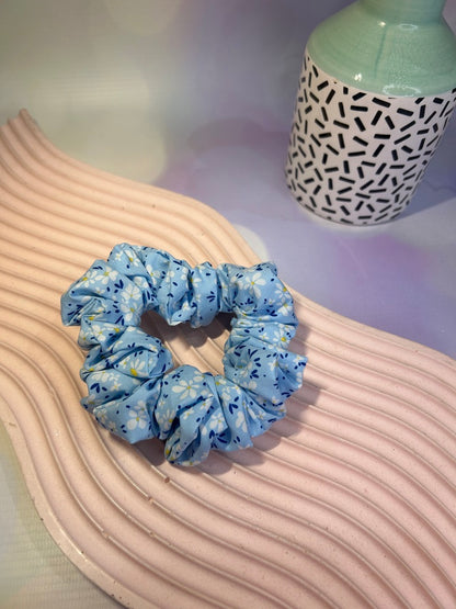 Pale Blue Floral Scrunchie