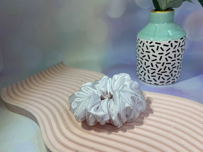 Luxury White Satin Scrunchie