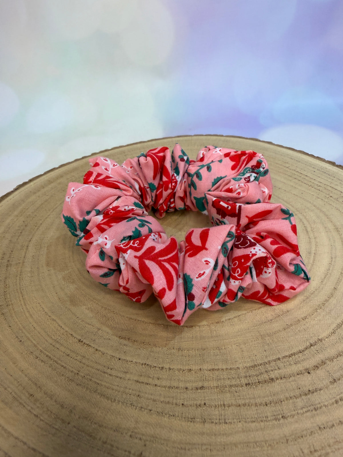 Pink Candy Cane Lane Christmas Scrunchie