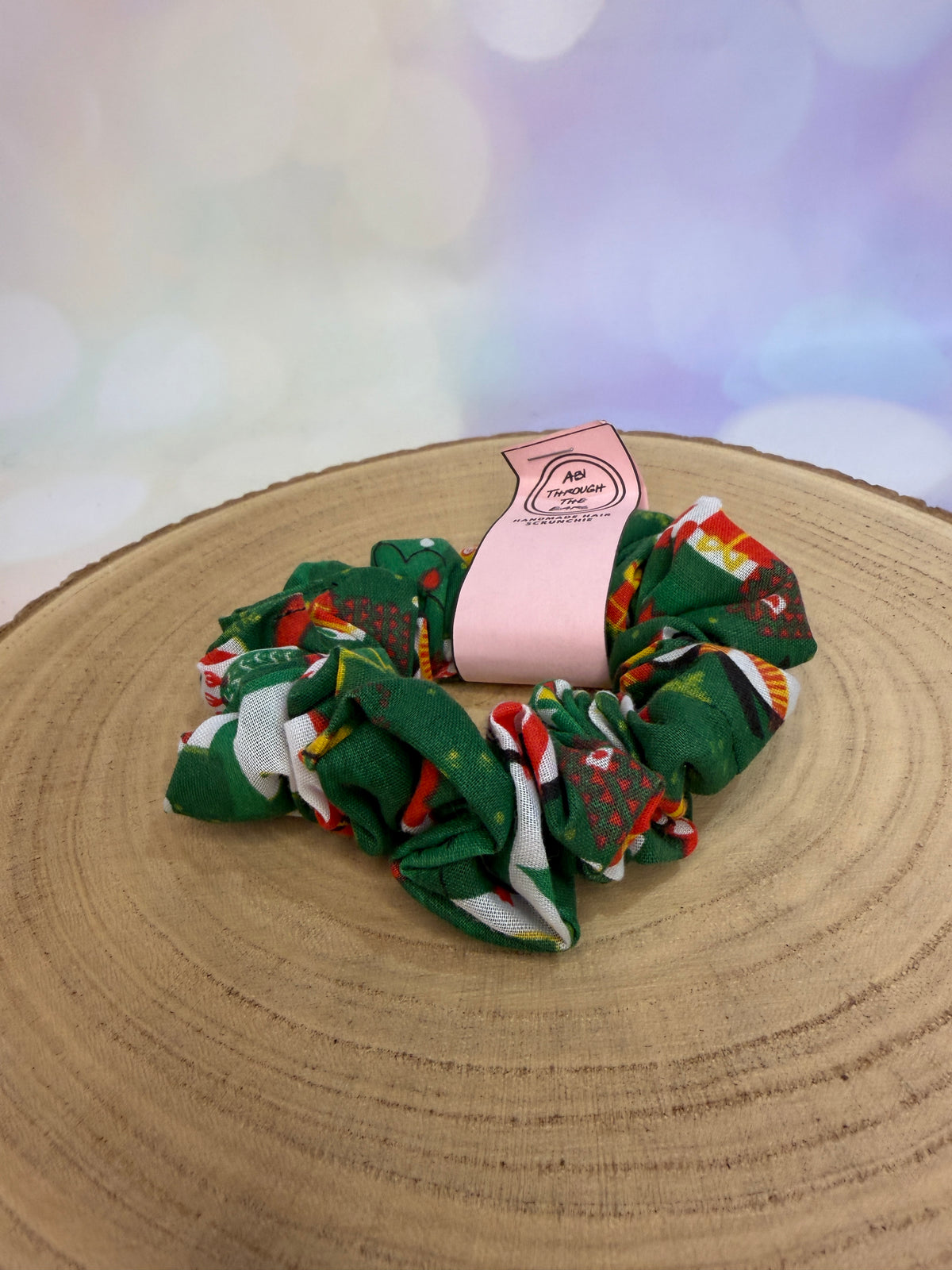 Green Festivities Christmas Scrunchie