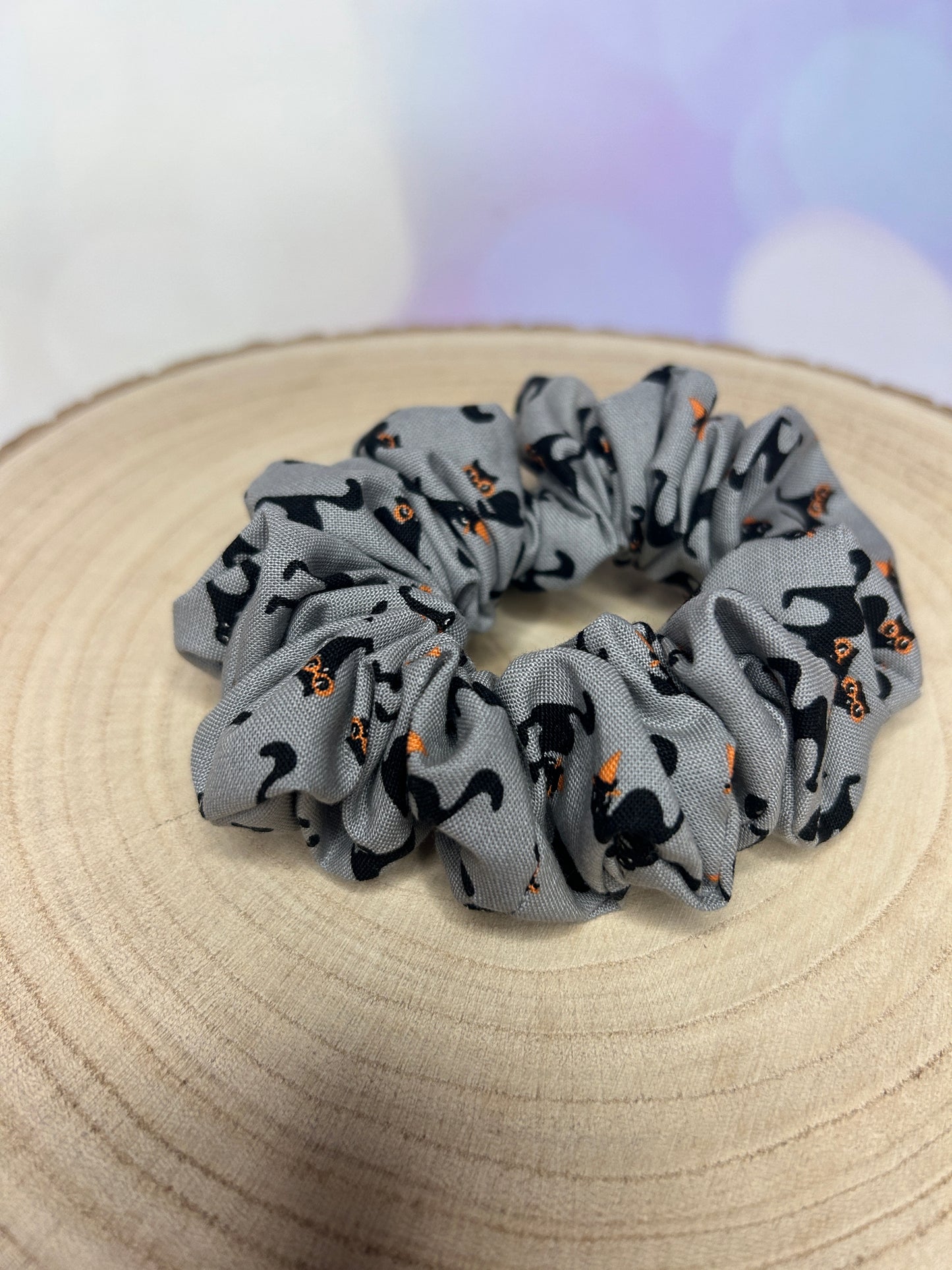 Black and Grey Cats Cotton Scrunchie