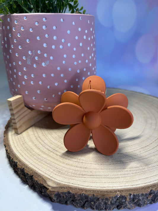 Terracotta Flower Claw Clip