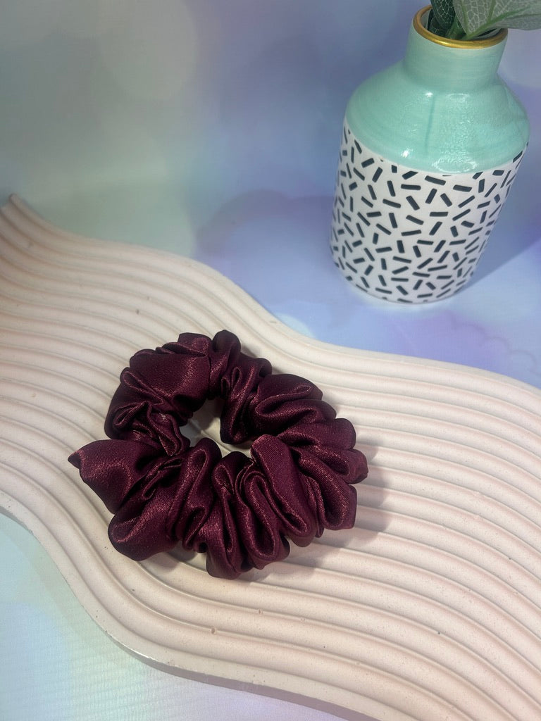 Aubergine Satin Scrunchie (Dark Purple)