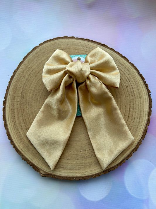 Luxury Gold Satin Midi Hair Bow