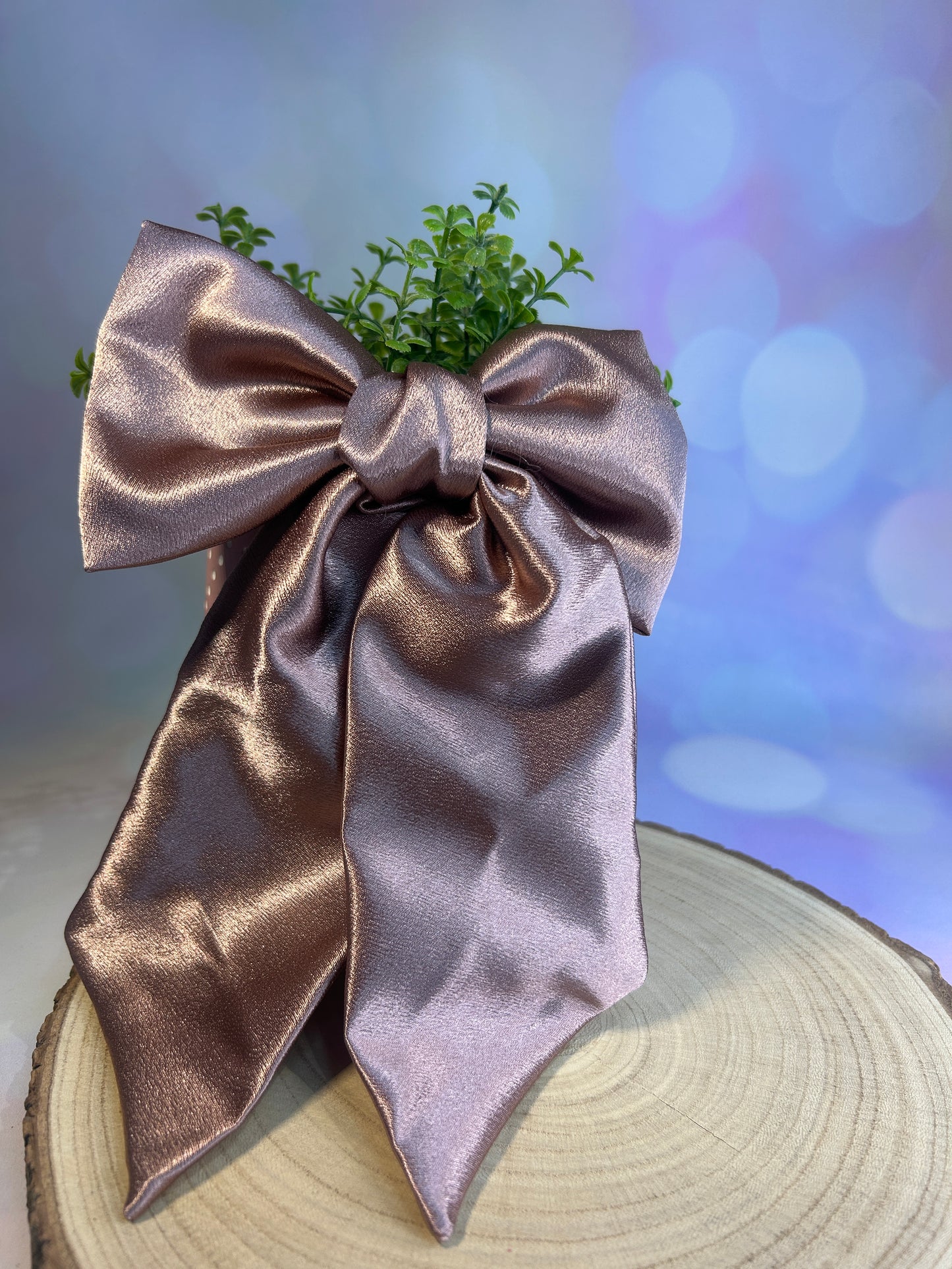 Luxury Cappuccino Satin Large Hair Bow