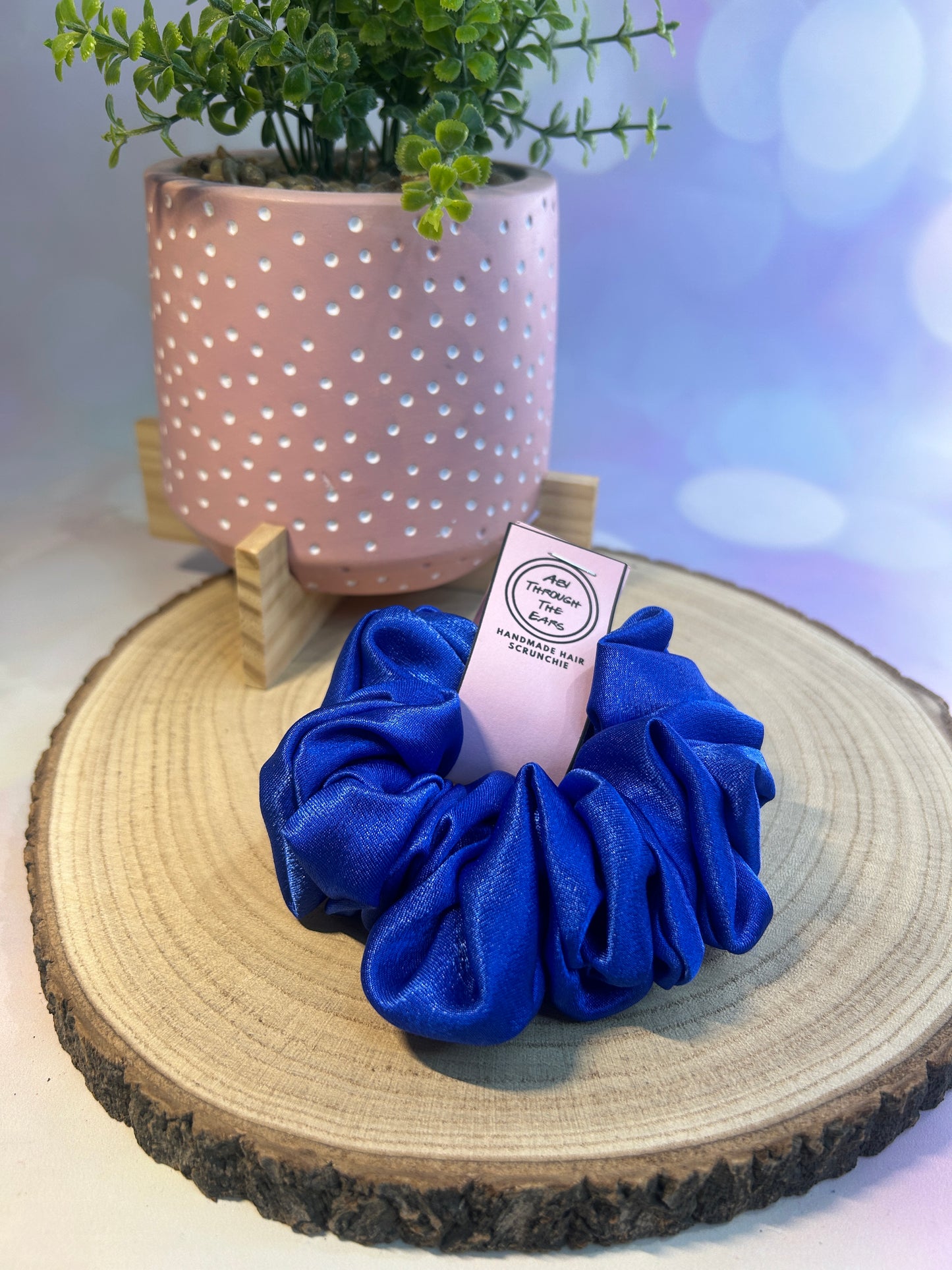 Royal Blue Satin Scrunchie