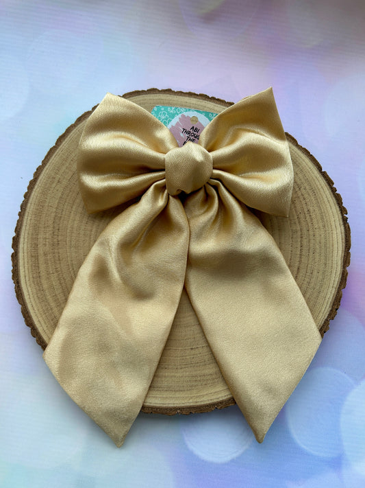 Large Luxury Gold Satin Hair Bow