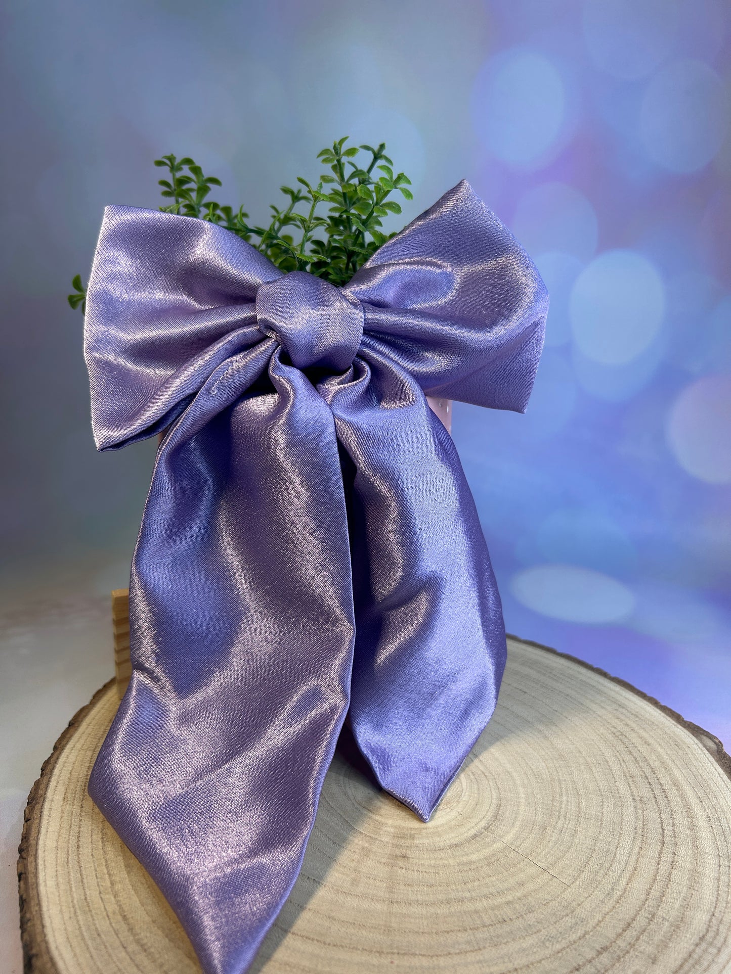 Large Luxury Lilac Satin Hair Bow