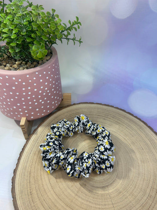 Black Daisy Hair Scrunchie