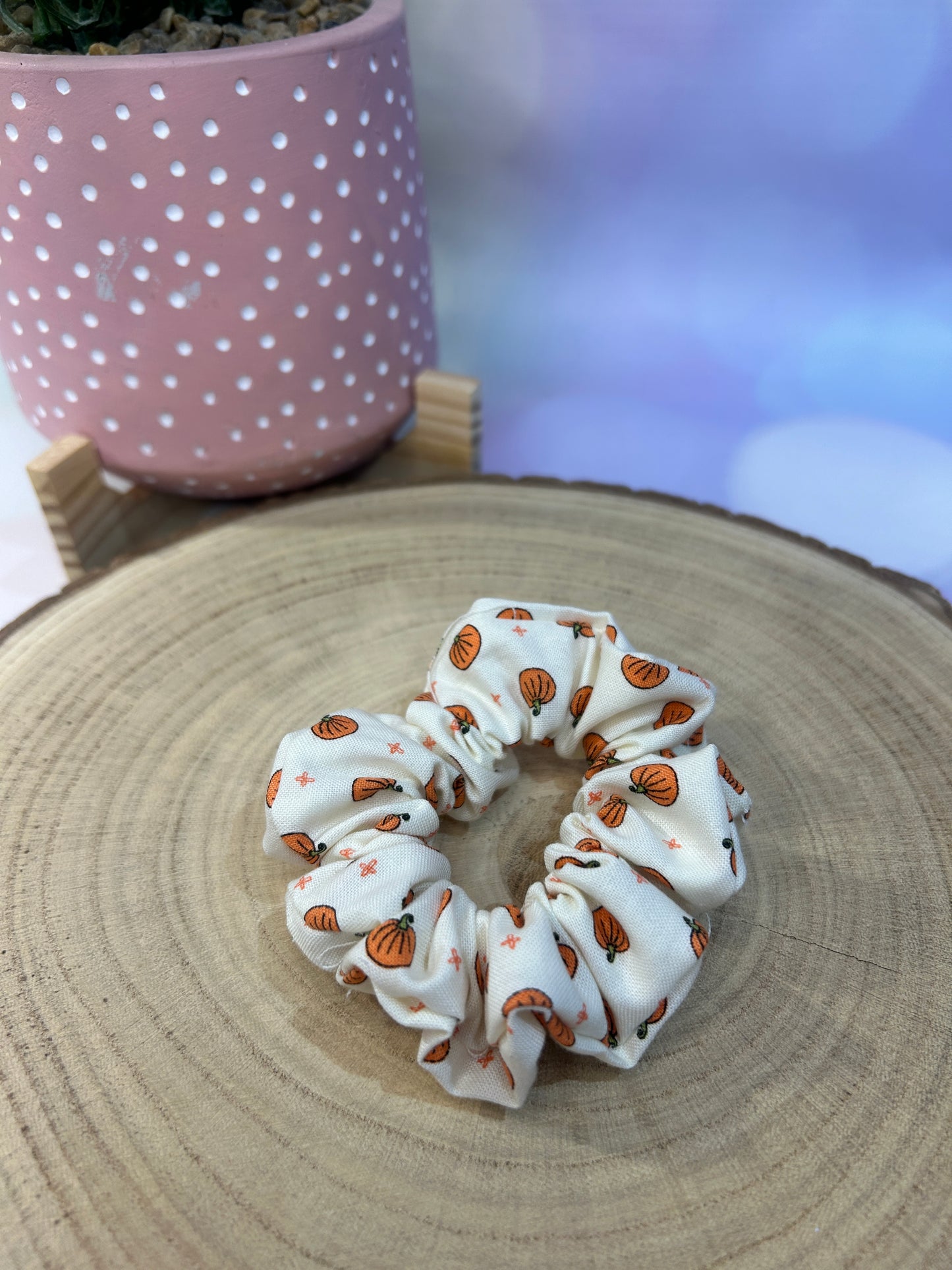 Halloween Tiny Pumpkins Cotton Scrunchie