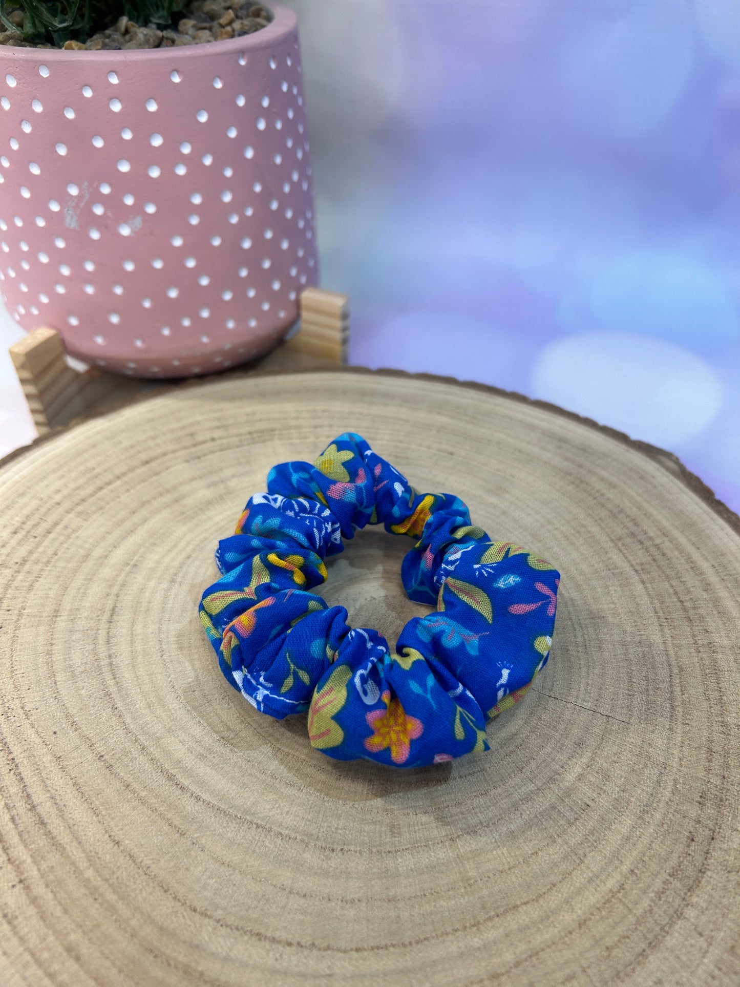 Halloween Day of the Dead Cotton MINI Scrunchie - Blue