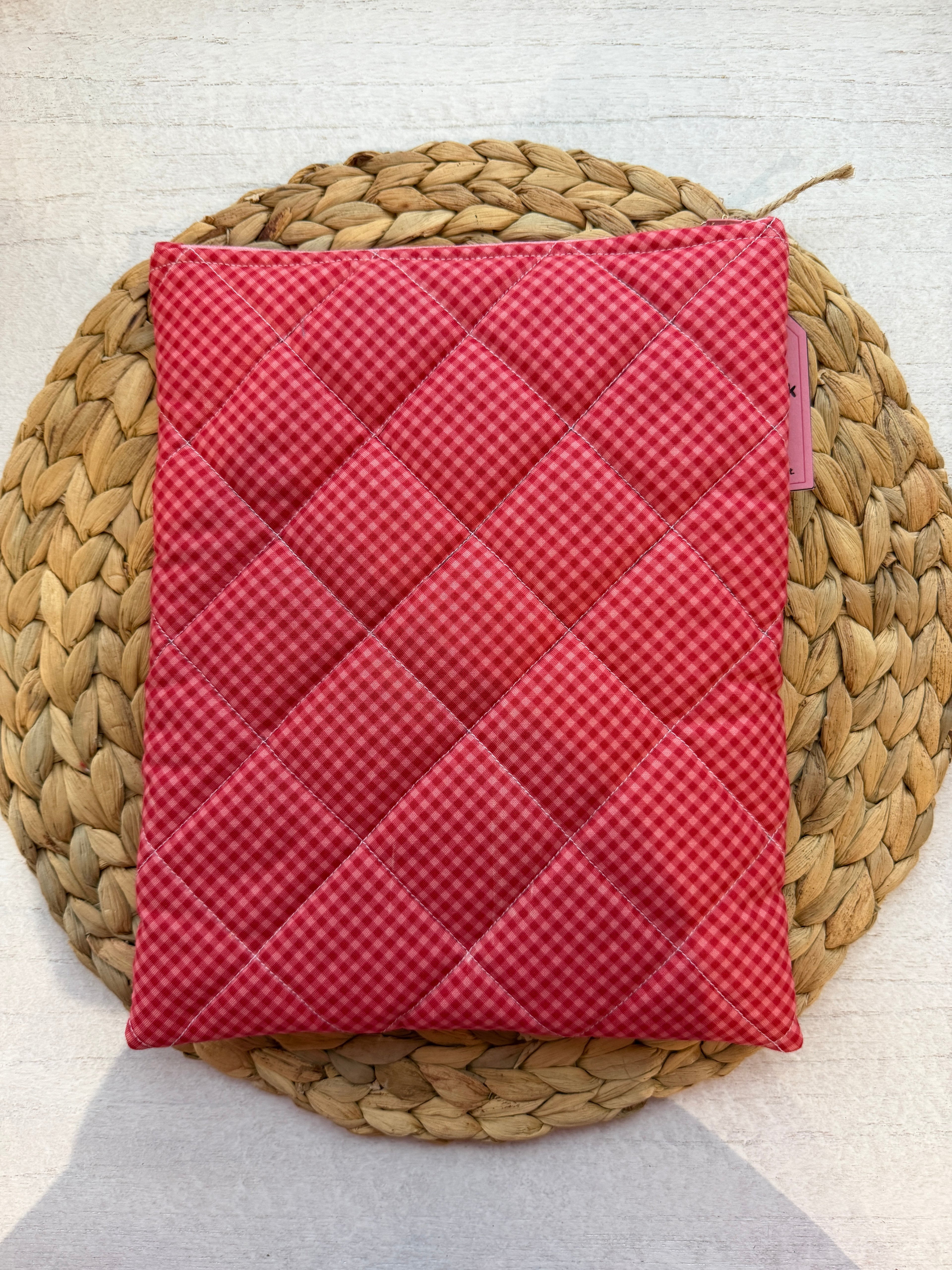 Strawberry Gingham Large Book Sleeve