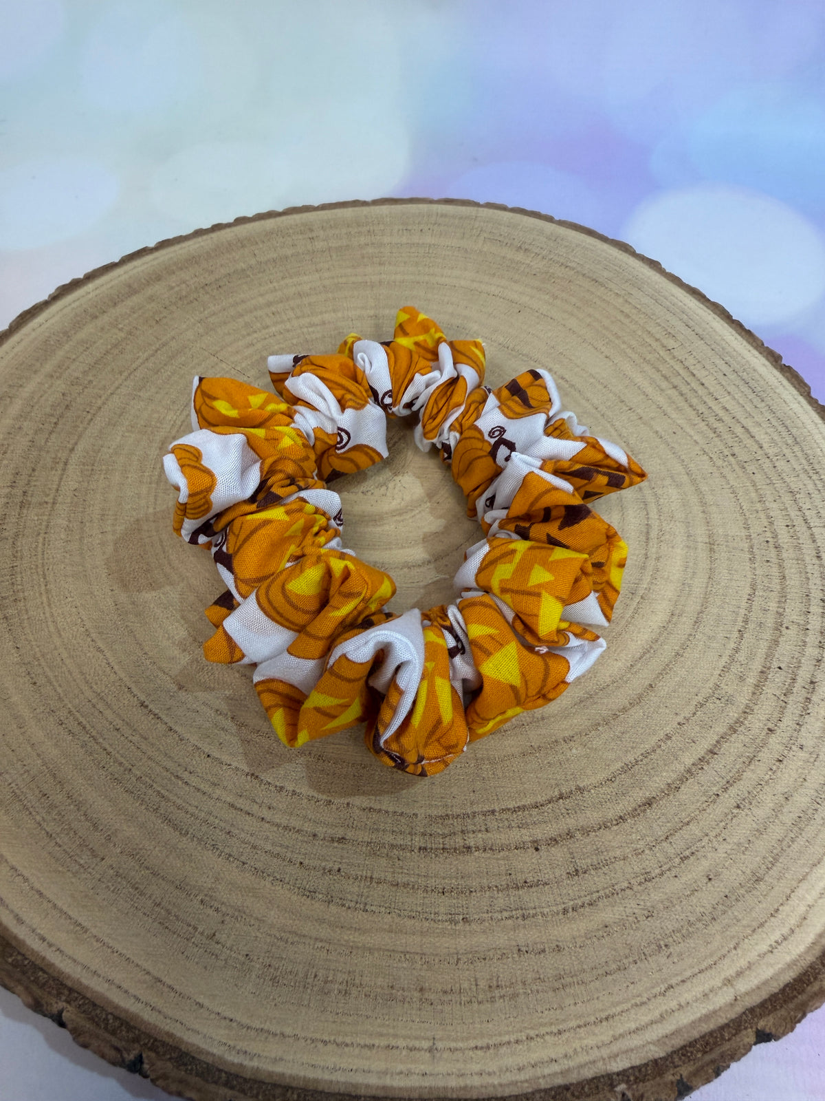White Pumpkin Halloween Scrunchie
