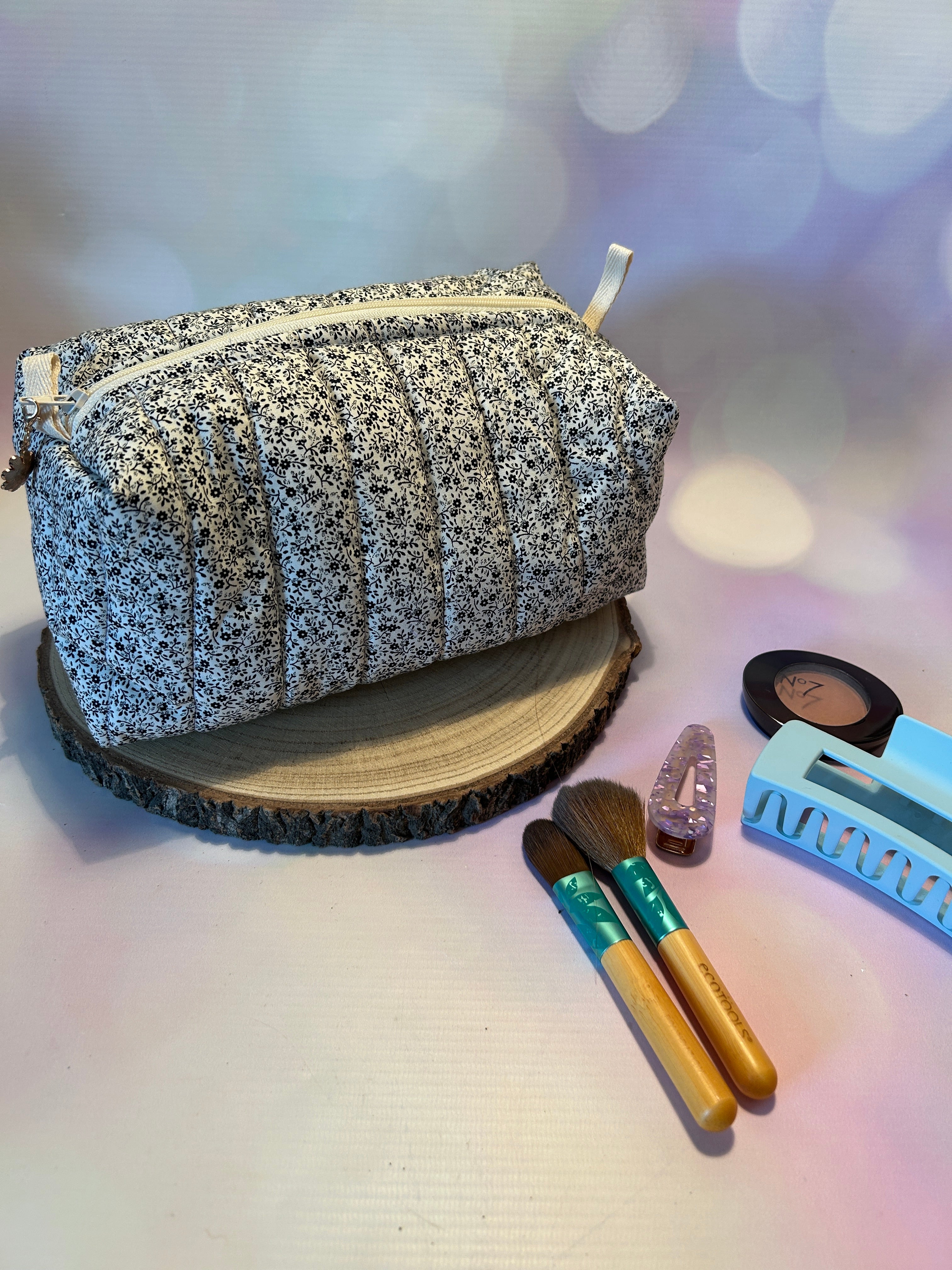 Little Black Blooms Make-up Bag