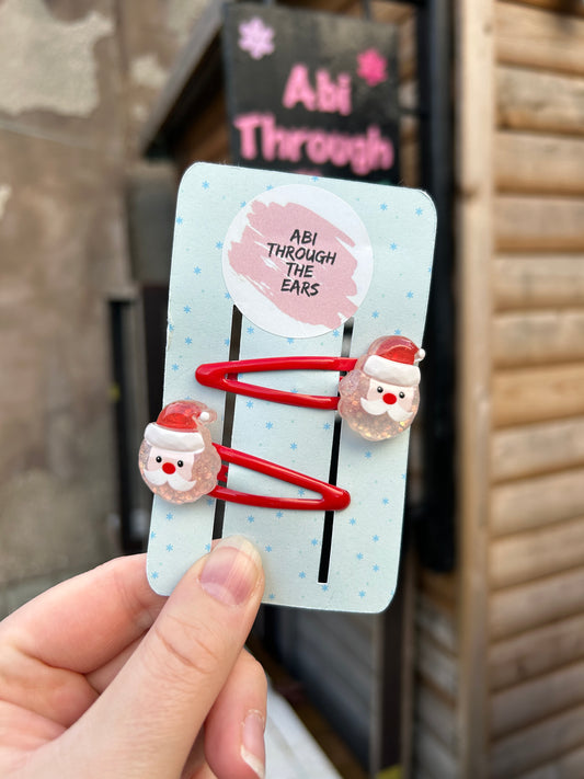 Cute Santa Faces Hair Slides