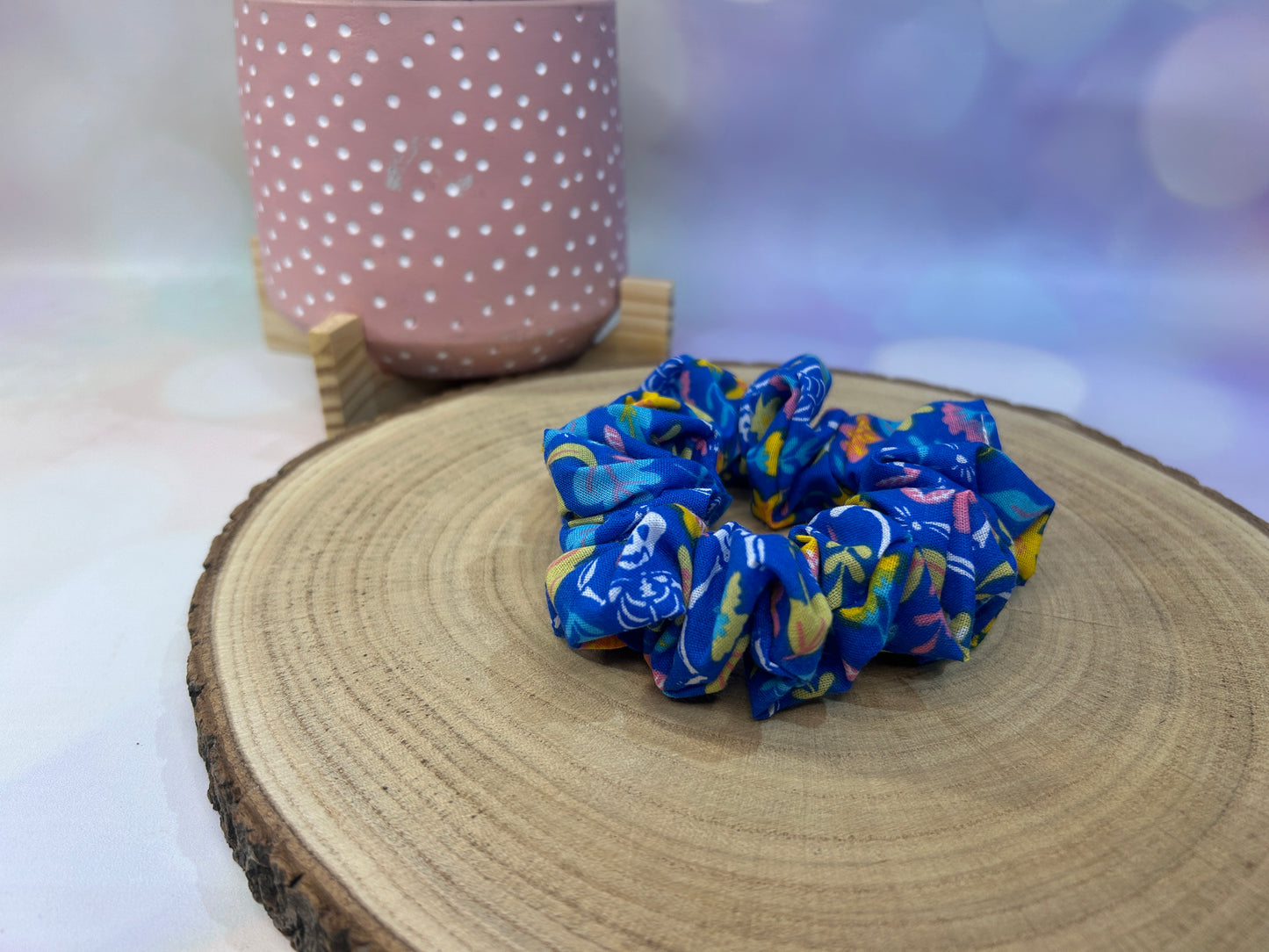 Halloween Day of the Dead Cotton Scrunchie - Blue