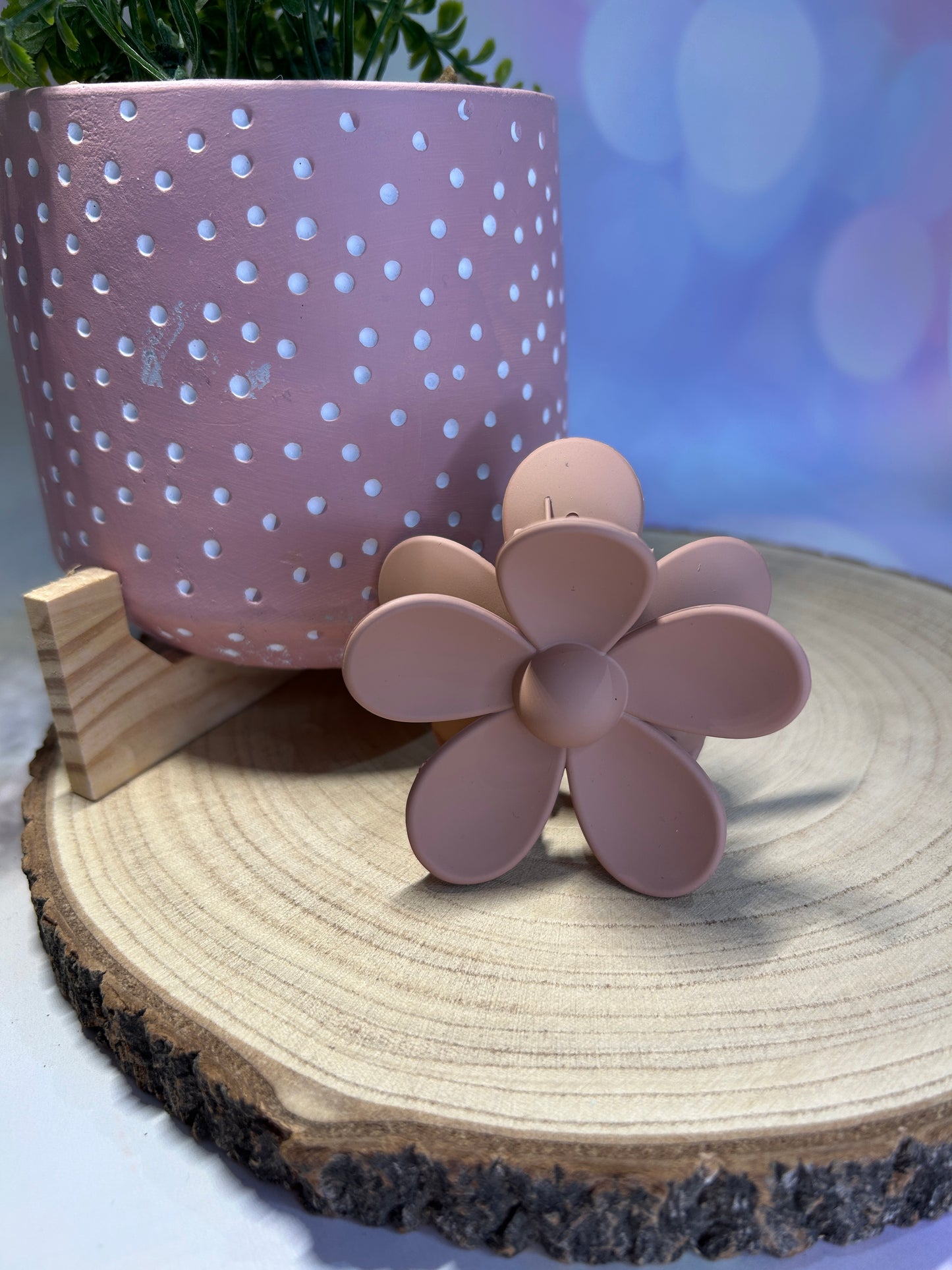 Dark Beige Flower Claw Clip