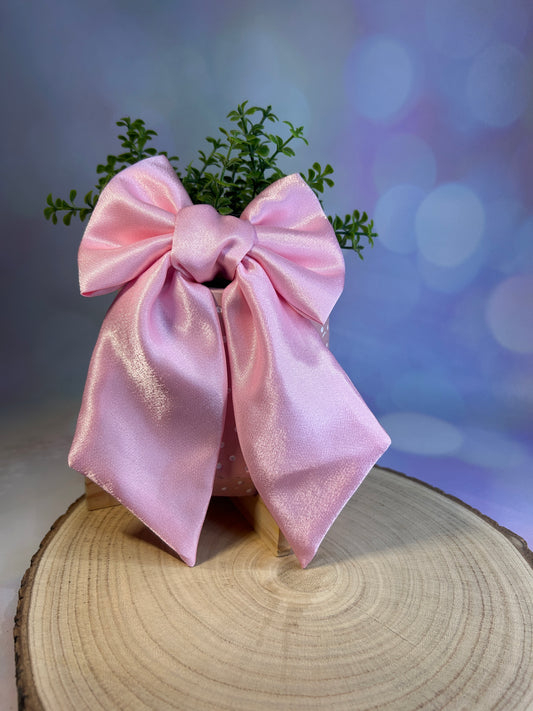 Luxury Pink Satin Midi Hair Bow